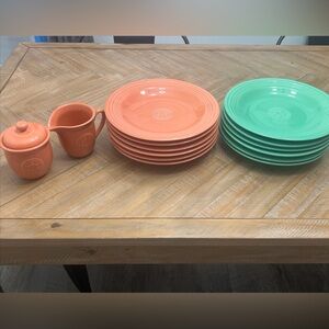 12 Oneida Petals Stoneware Dinner Plates, 11 Inch, Sugar And Creamer, GUC!